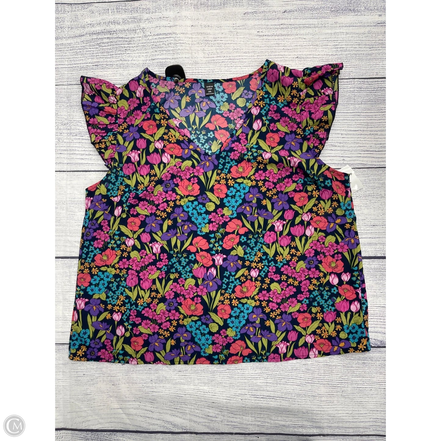 Top Sleeveless Basic By Shein In Floral Print, Size: 1x