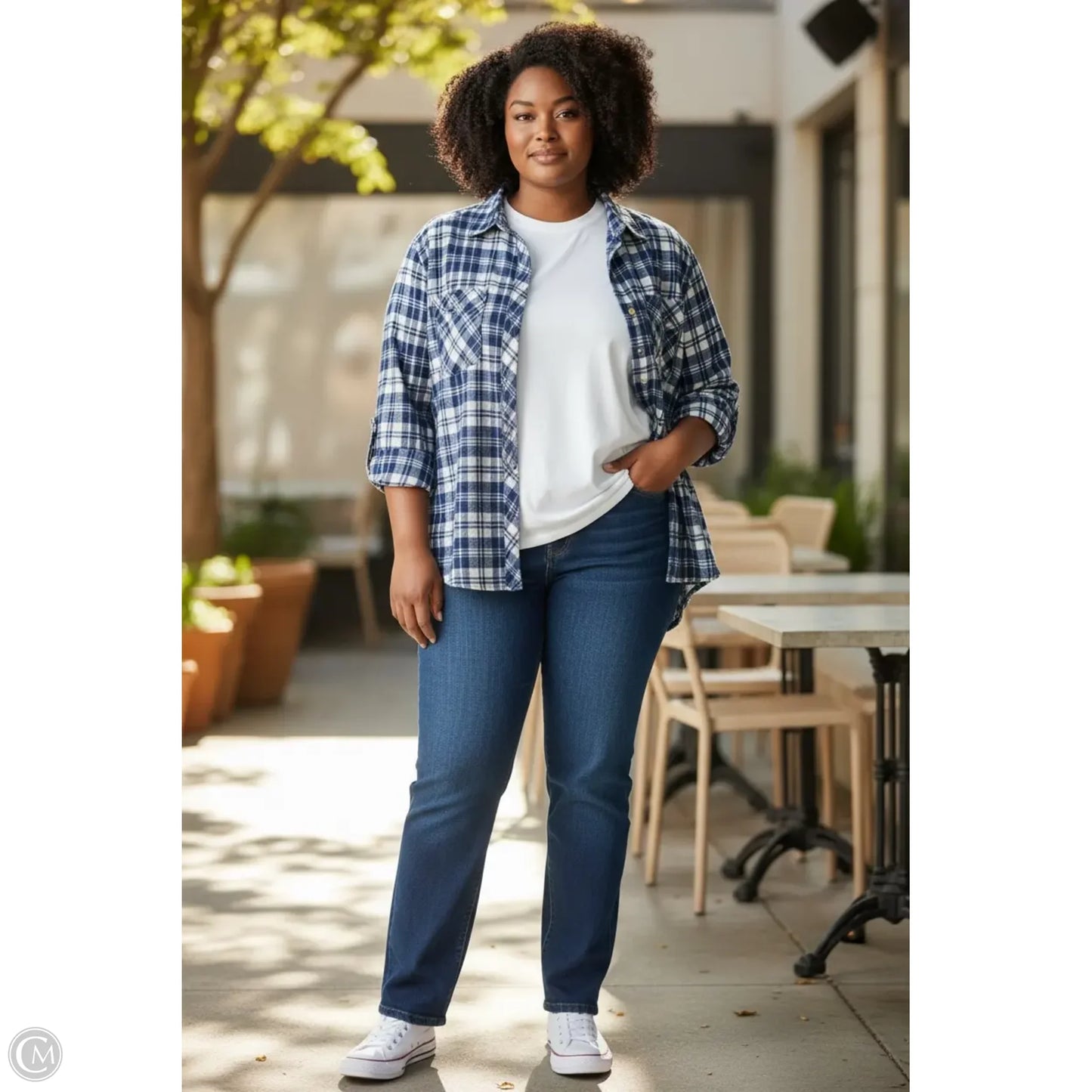 Jacket Shirt By Terra & Sky In Blue, Size: 3x