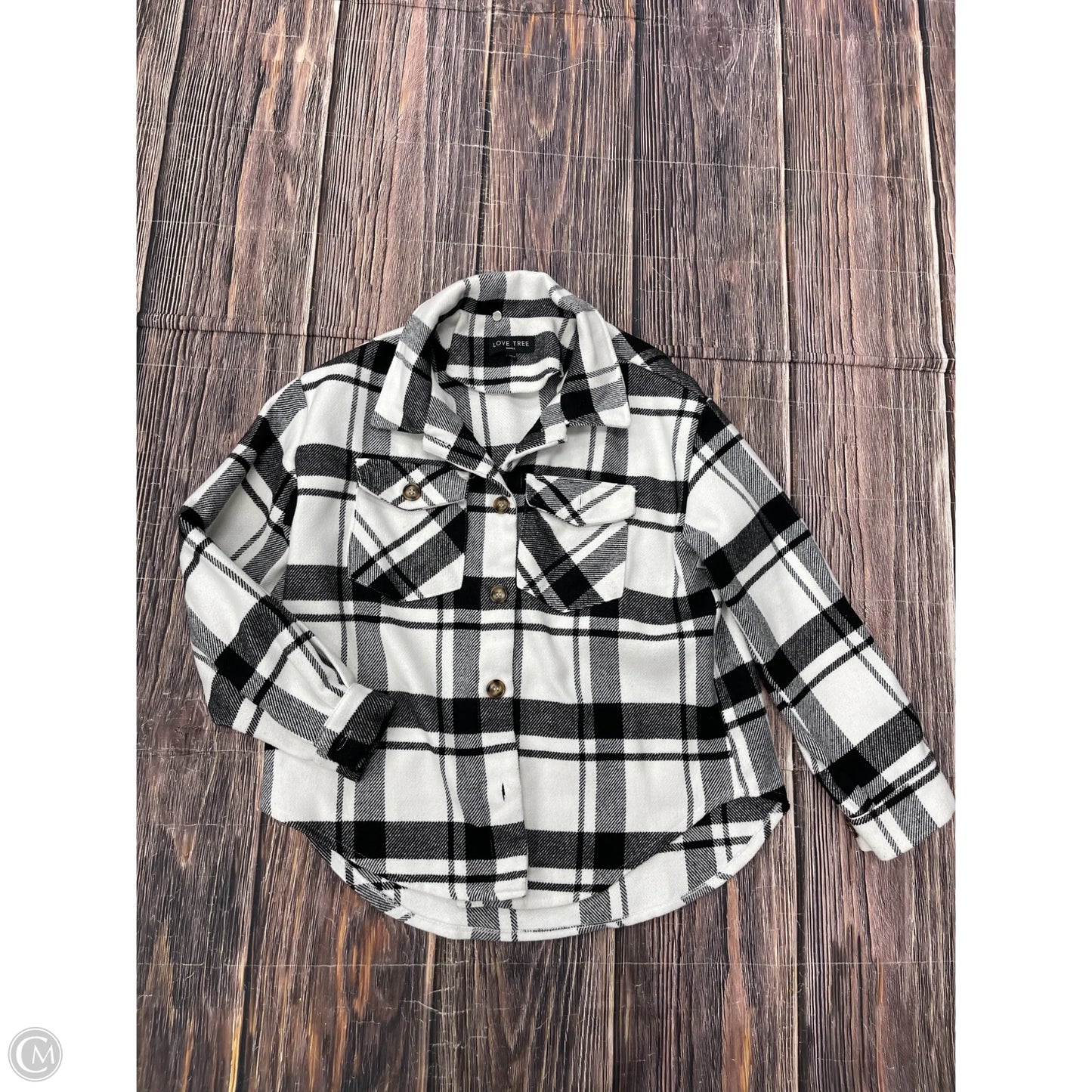 Jacket Shirt By Love Tree In Black & White, Size: S