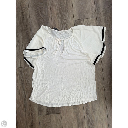 Top Short Sleeve By Loft In White, Size: L