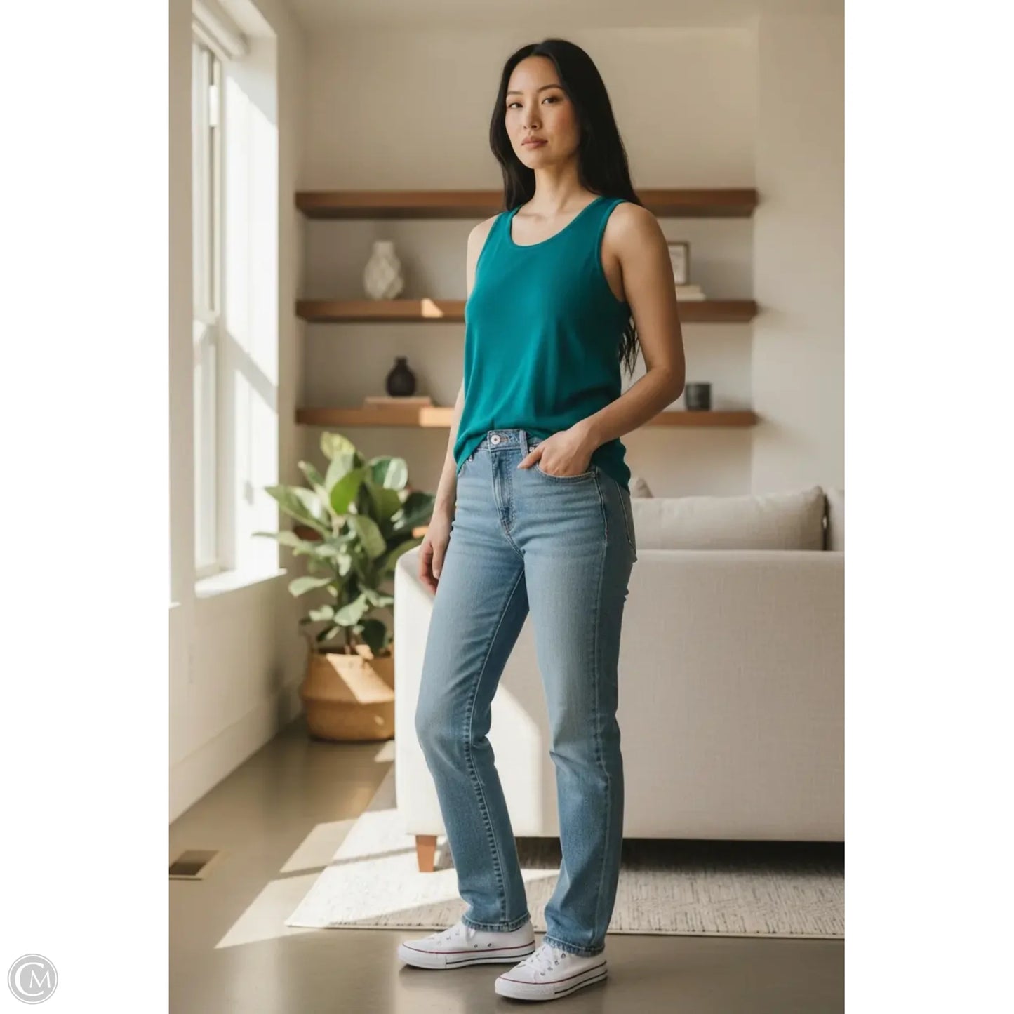 Tank Top By August Silk In Teal, Size: L