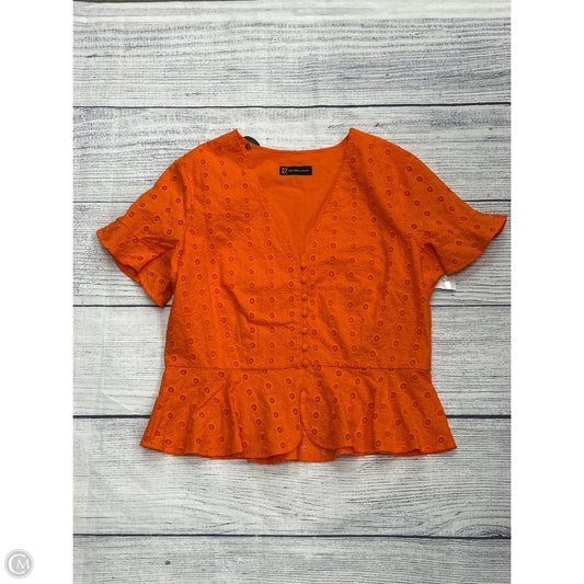 Top Short Sleeve By New York And Co In Orange, Size: Xs
