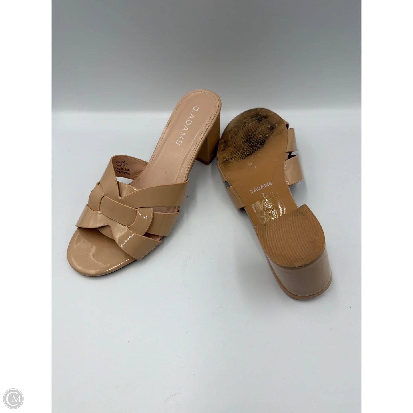 Sandals Heels Block By Clothes Mentor In Tan, Size: 7