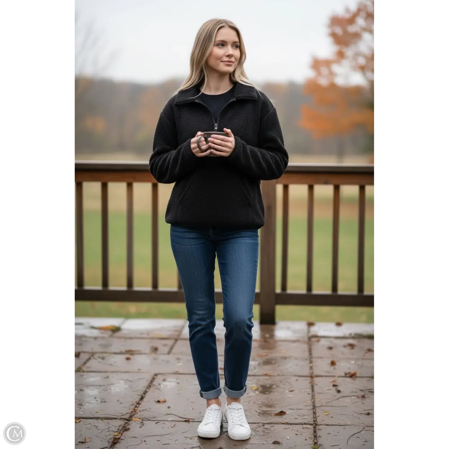 Sweatshirt Collar By Topshop In Black, Size: L