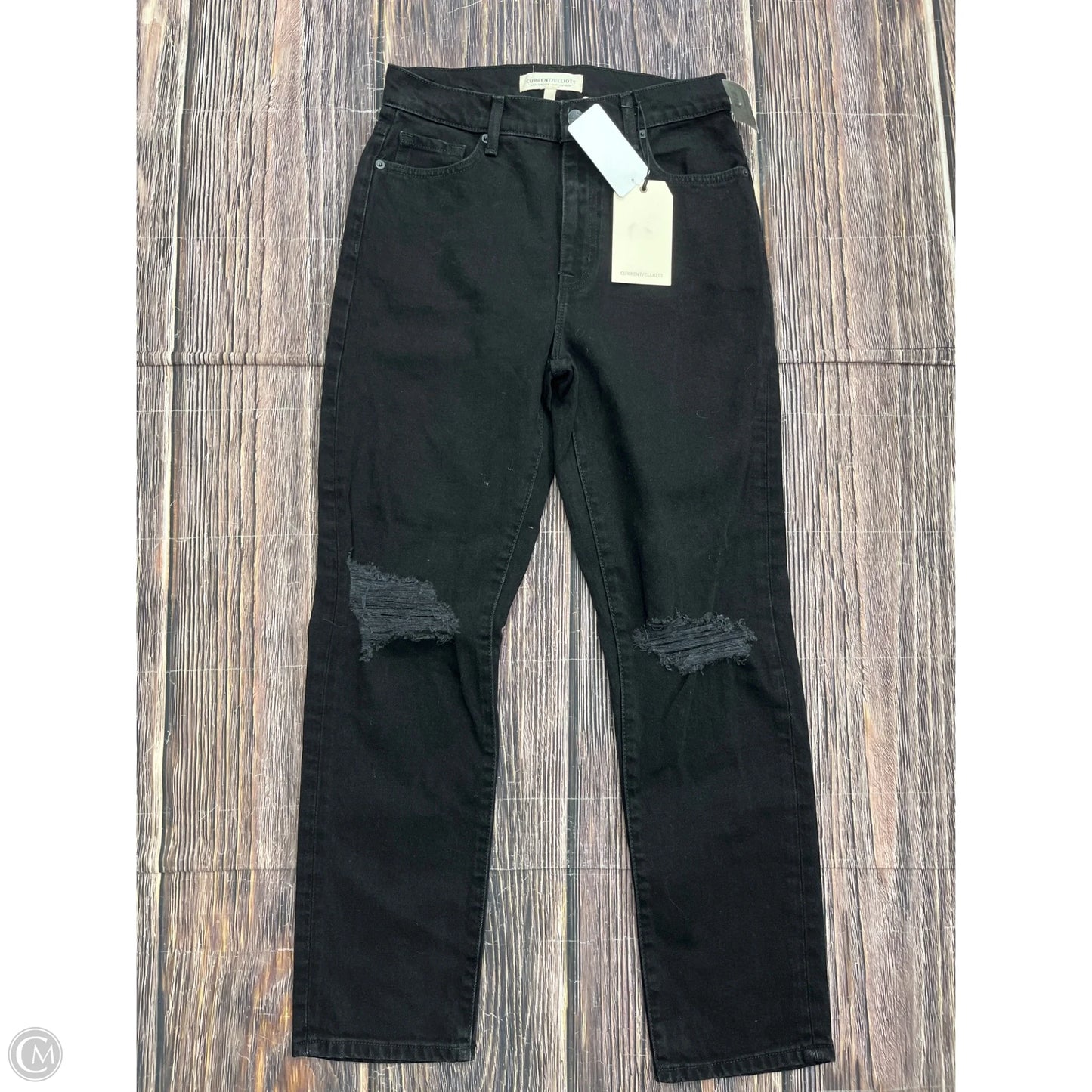 Jeans Boot Cut By Current/elliott In Black Denim, Size: 0