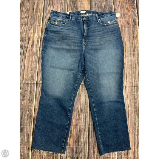 Jeans Straight By Good American In Blue Denim, Size: 22