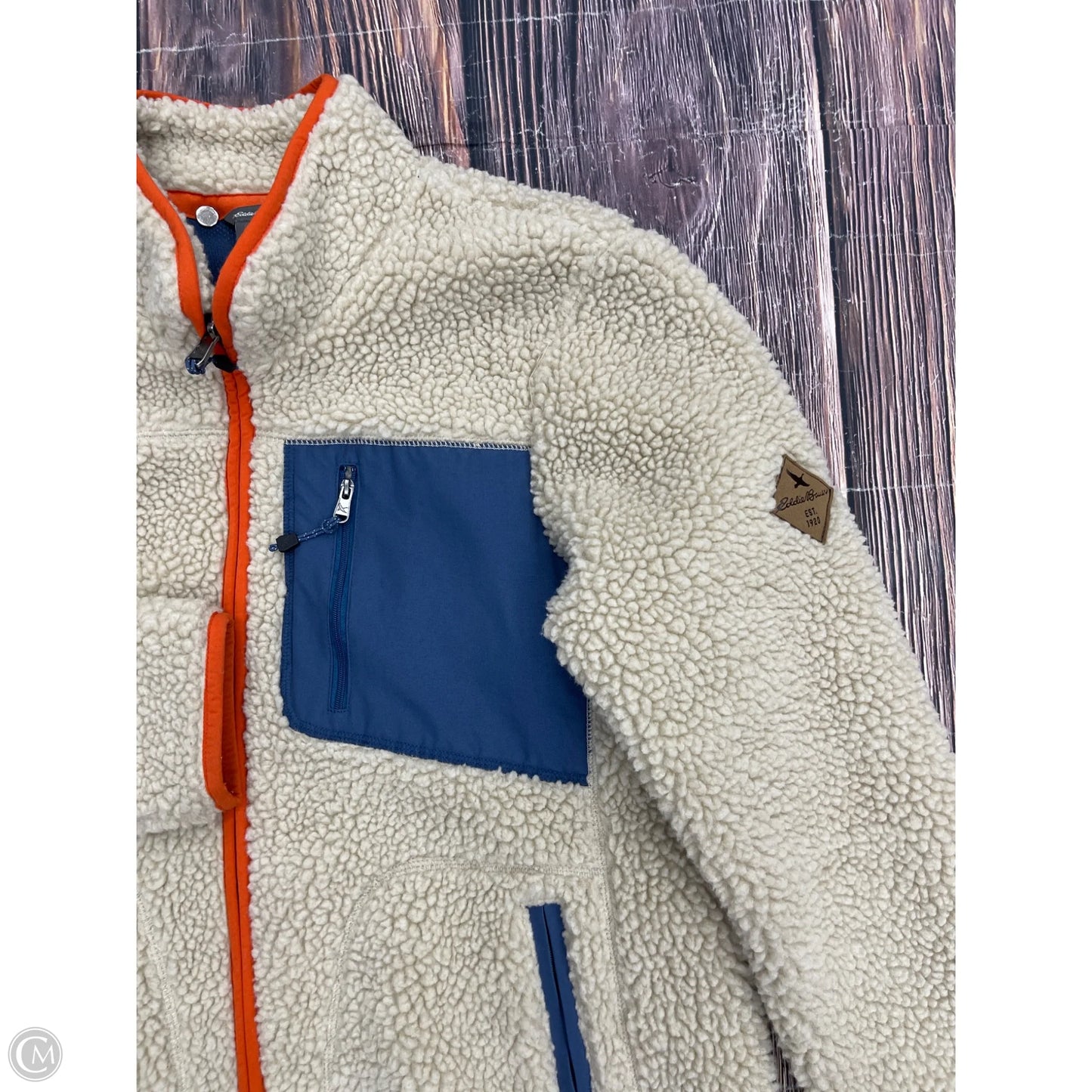 Jacket Fleece By Eddie Bauer In Cream, Size: M