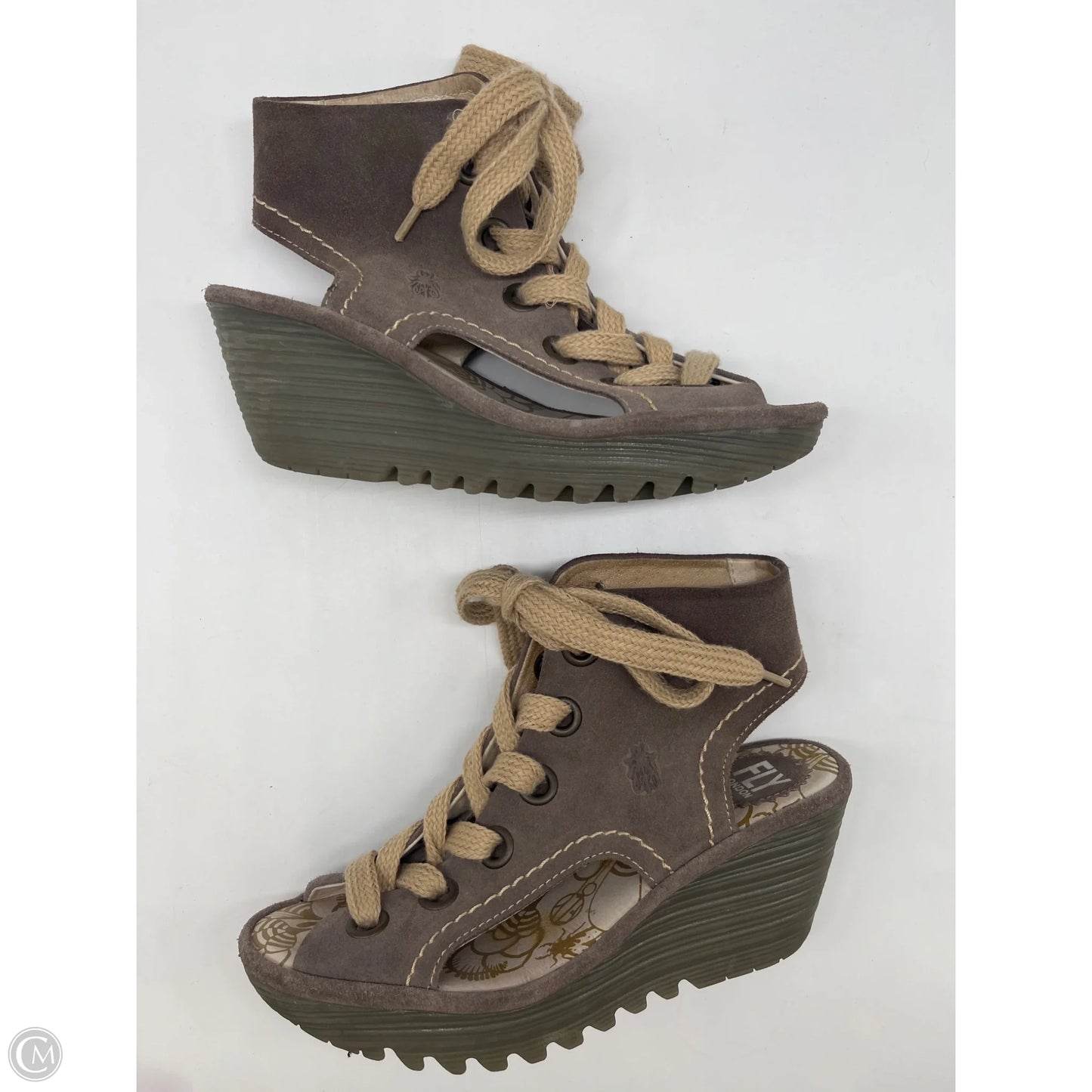 Sandals Heels Wedge By Fly London In Tan, Size: 5.5