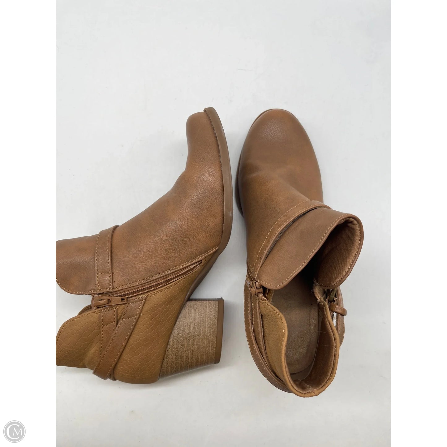 Boots Ankle Heels By Bare Traps In Tan, Size: 8.5