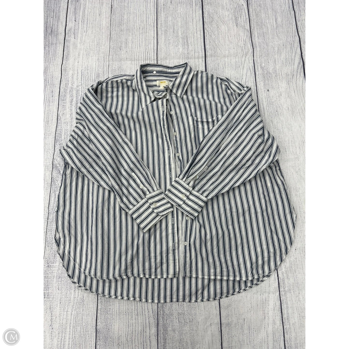 Top Long Sleeve By Anthropologie In Striped Pattern, Size: 3x