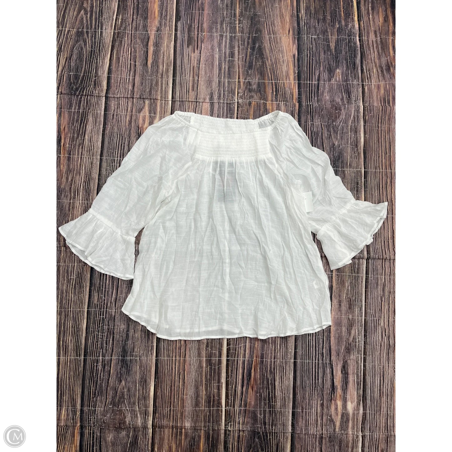 Top 3/4 Sleeve By Cocomo In White, Size: 1x