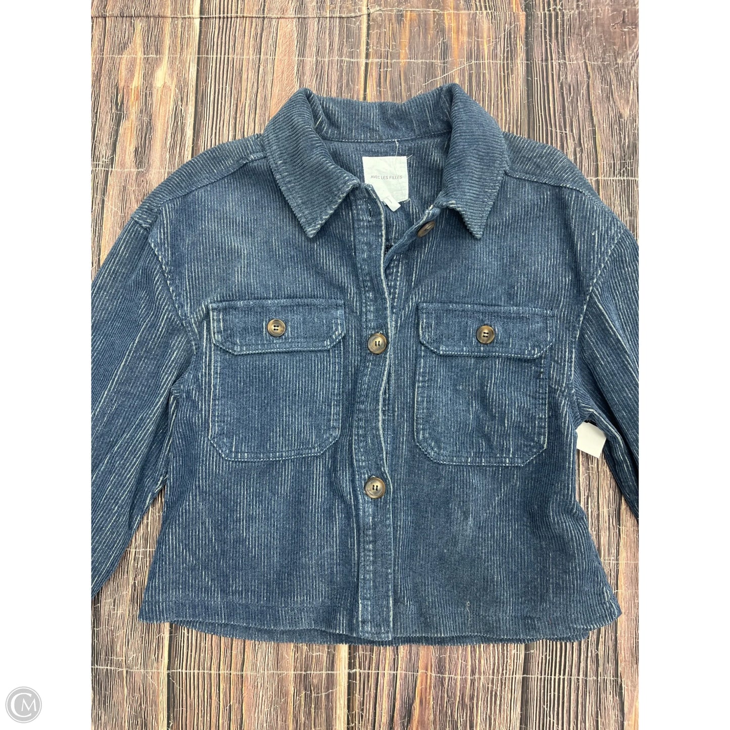Jacket Shirt By Avec Les Filles In Blue, Size: M
