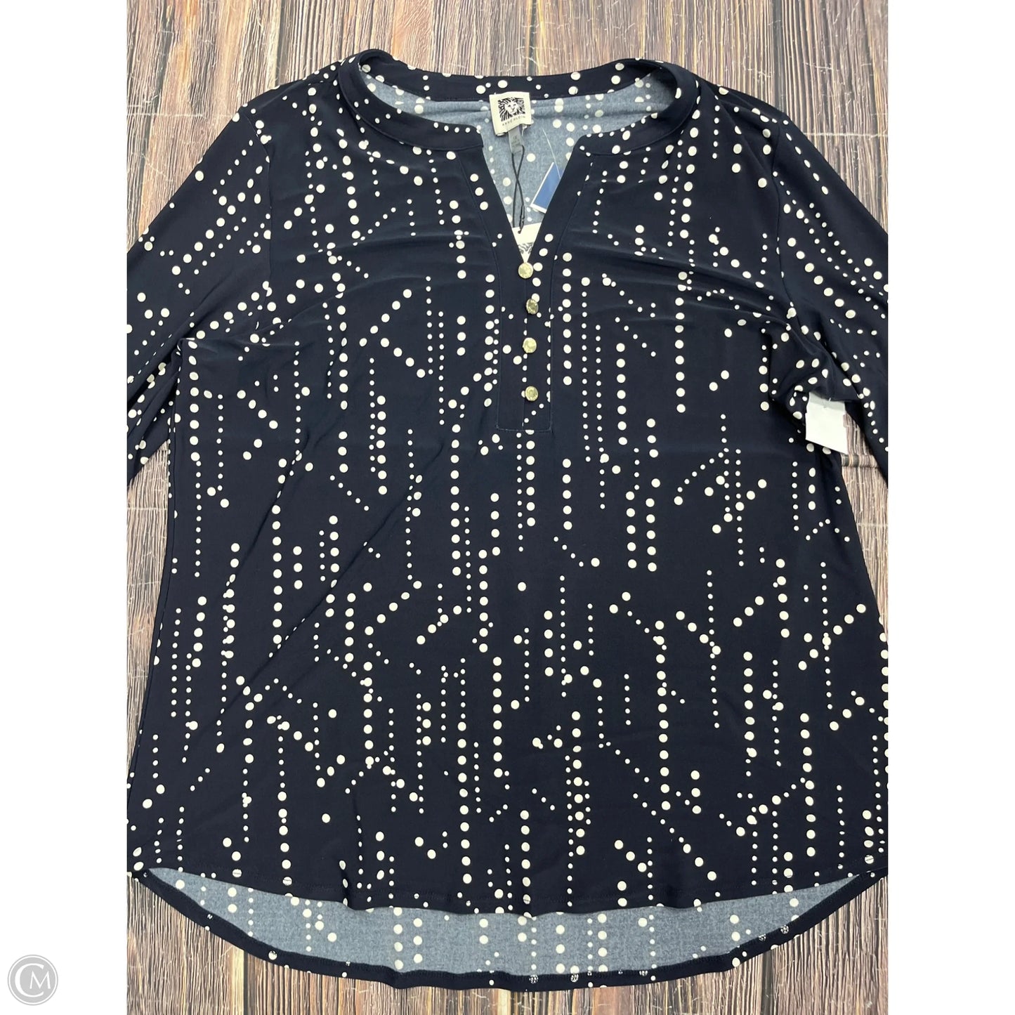 Top Long Sleeve By Anne Klein In Navy, Size: 1x