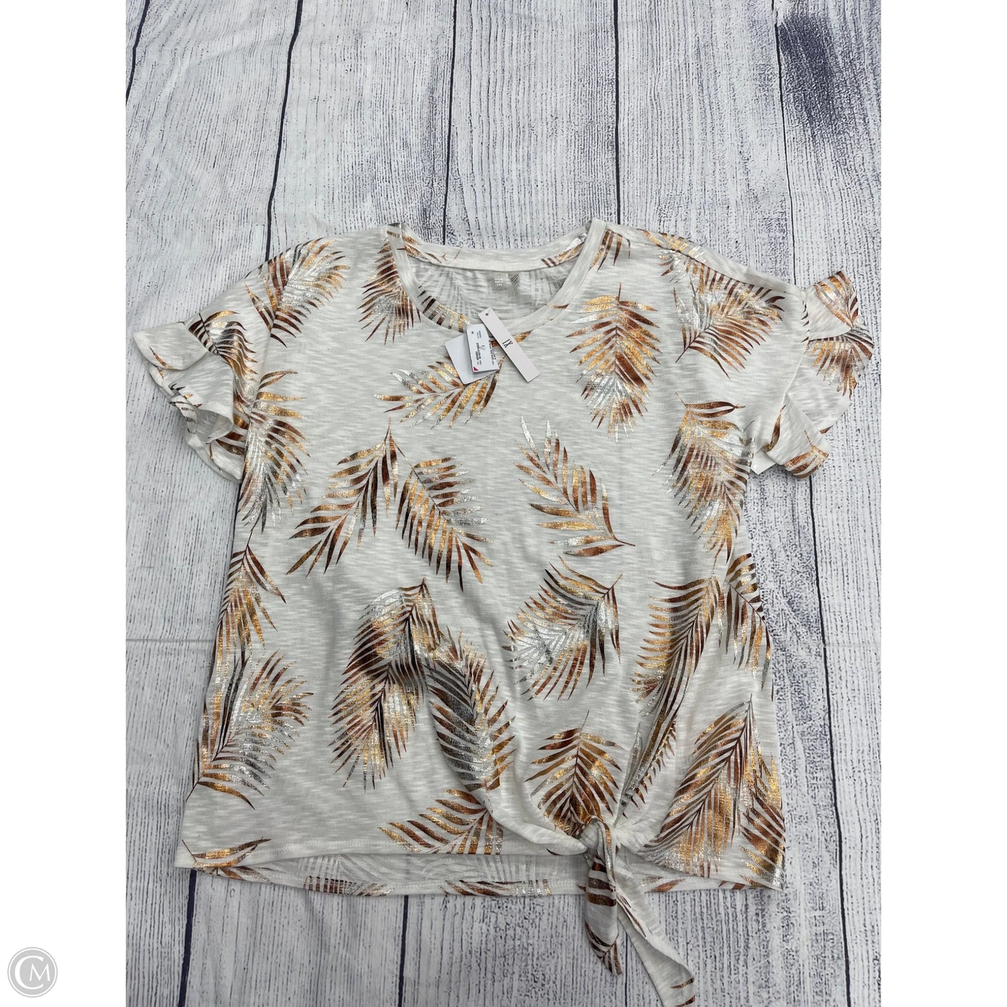 Top Short Sleeve By Silverwear In Tan, Size: 1x