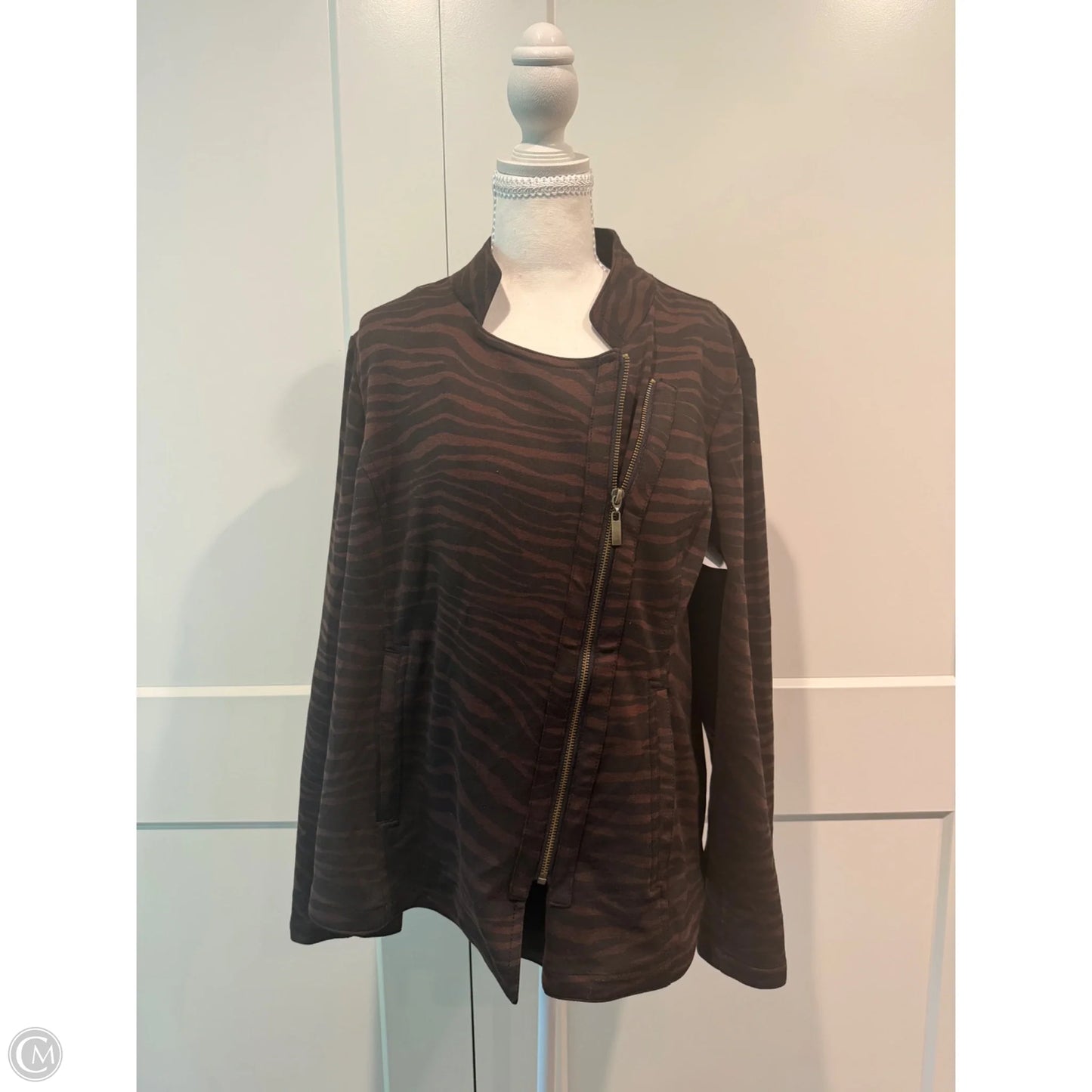 Jacket Moto By Jones New York In Brown, Size: 1x