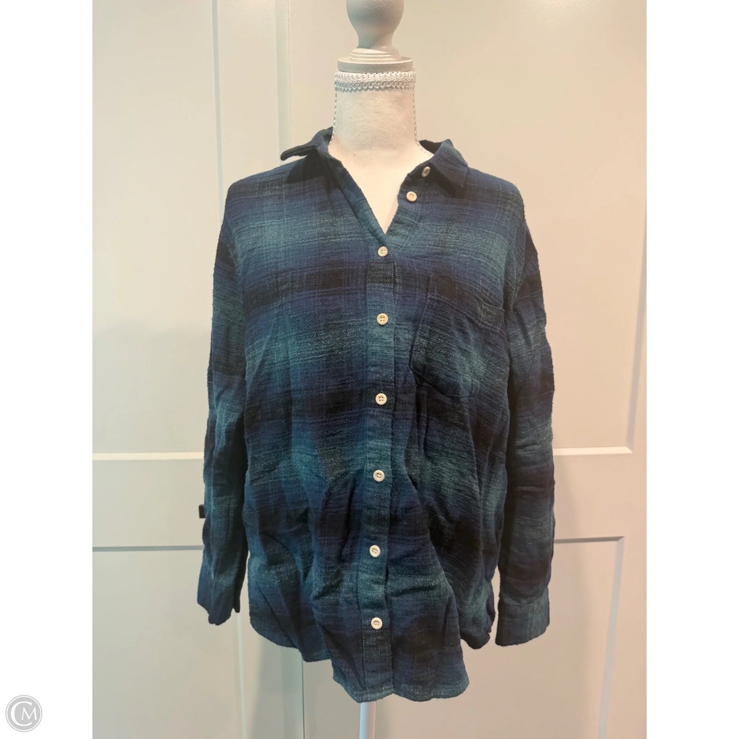 Top Long Sleeve By Madewell In Blue, Size: M