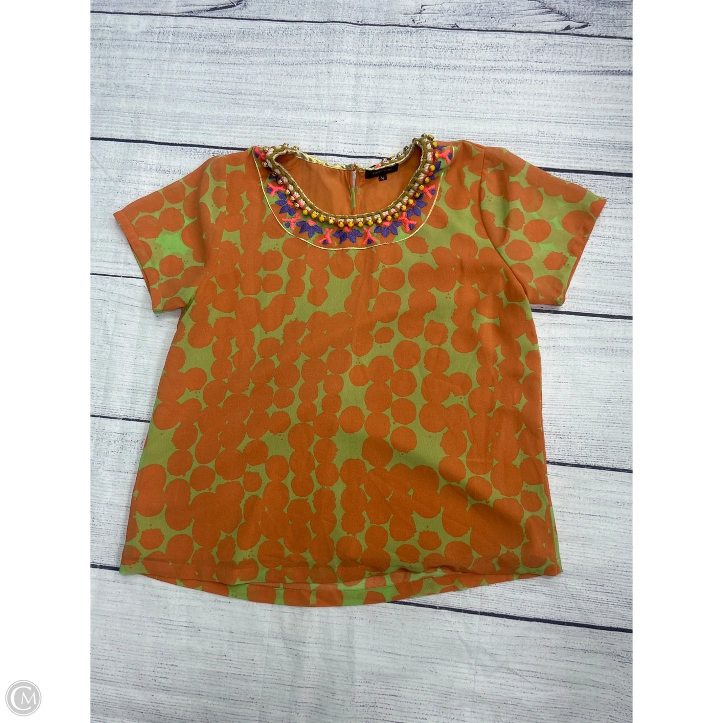 Top Short Sleeve By Anthropologie In Orange, Size: M