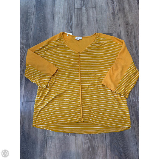 Top 3/4 Sleeve By Suzanne Betro In Yellow, Size: 2x