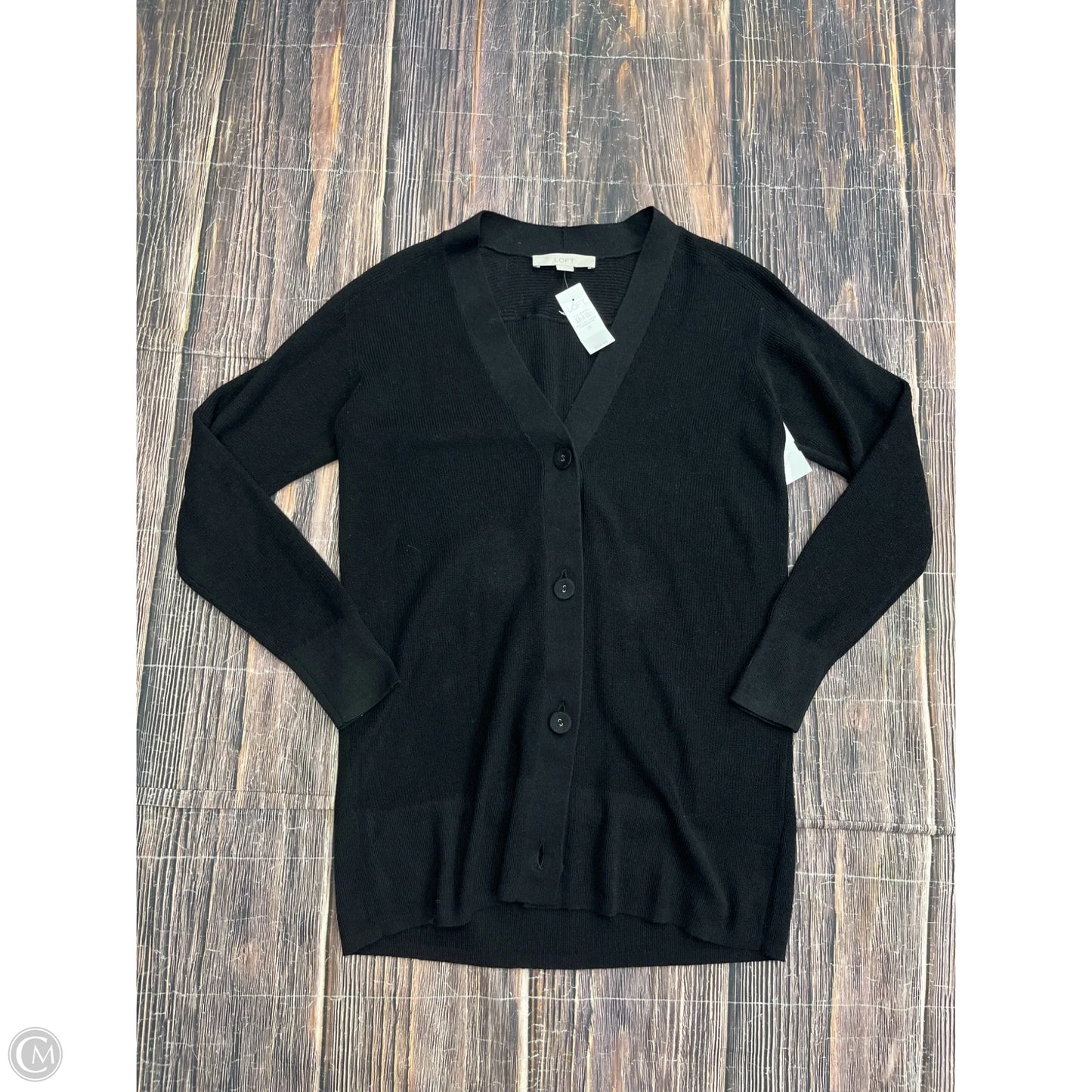 Sweater Cardigan By Loft In Black, Size: M