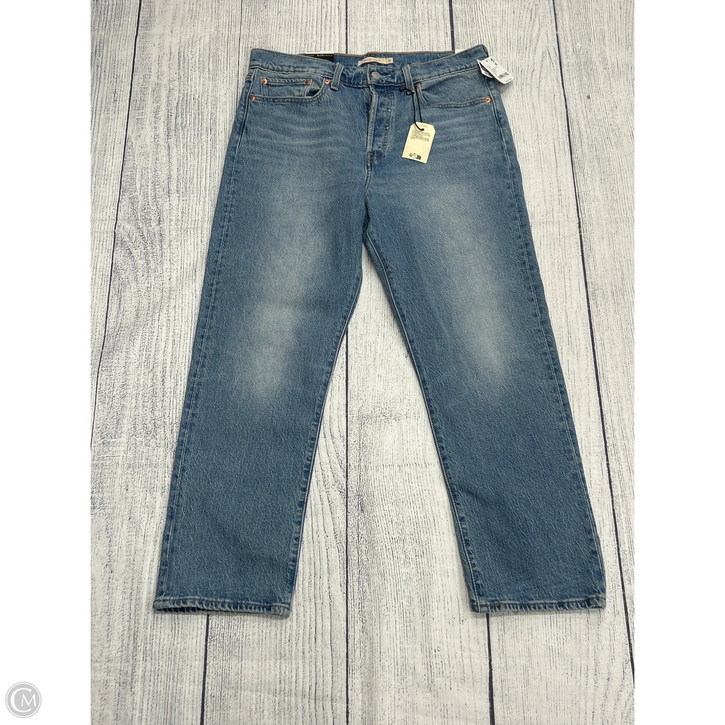 Jeans Straight By Levis In Blue Denim, Size: 12