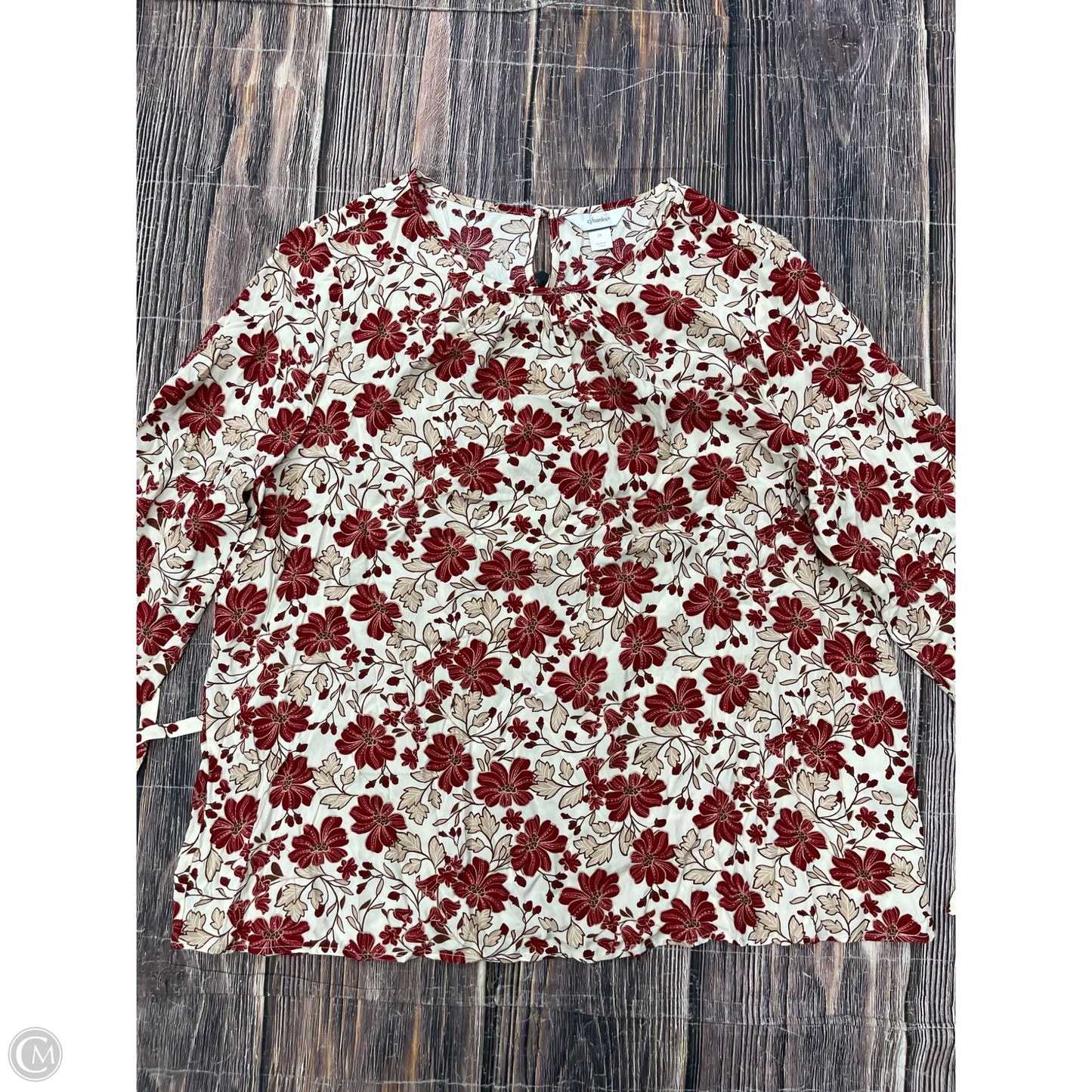 Top Long Sleeve By Cj Banks In Red, Size: 2x