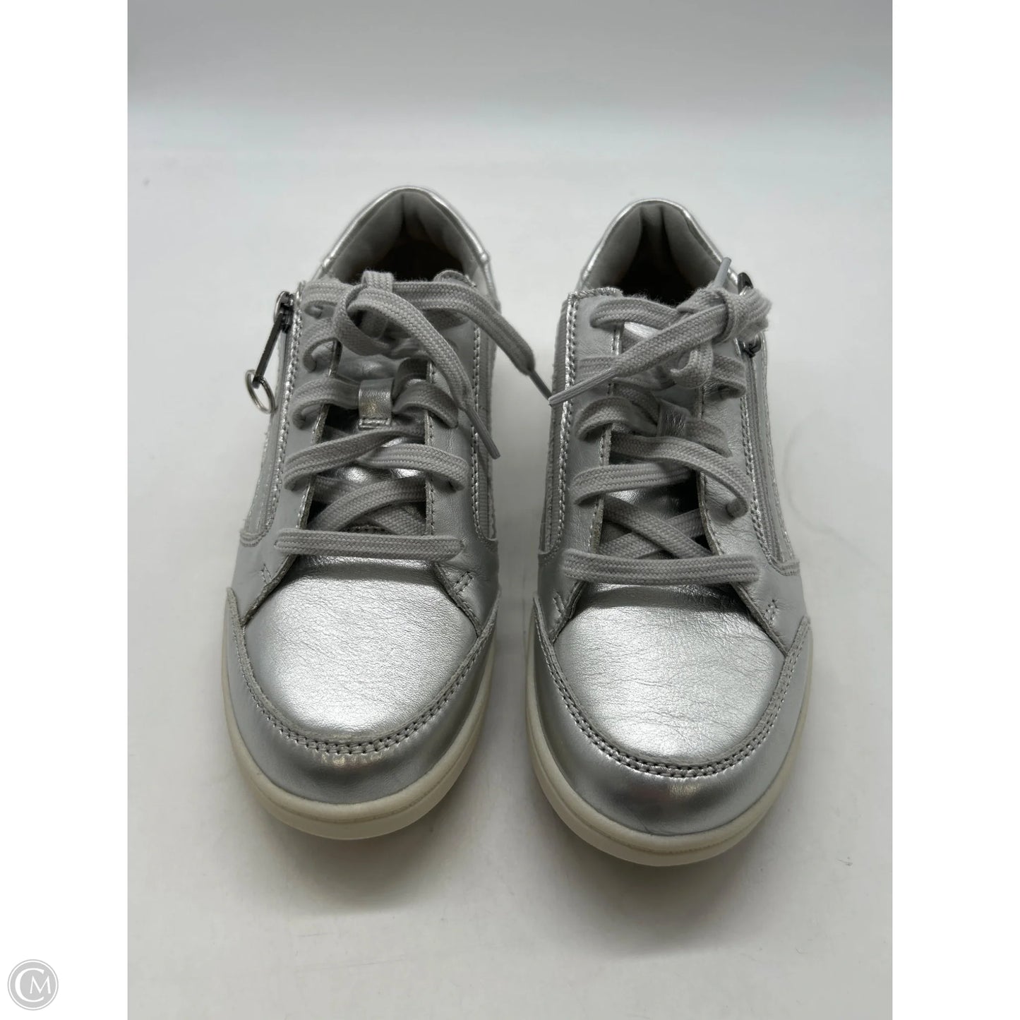Shoes Sneakers By Clarks In Silver, Size: 6
