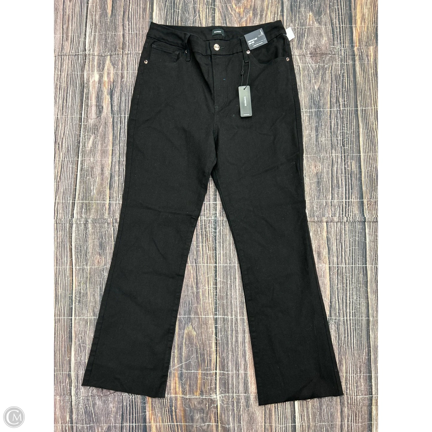 Jeans Flared By Express In Black Denim, Size: L