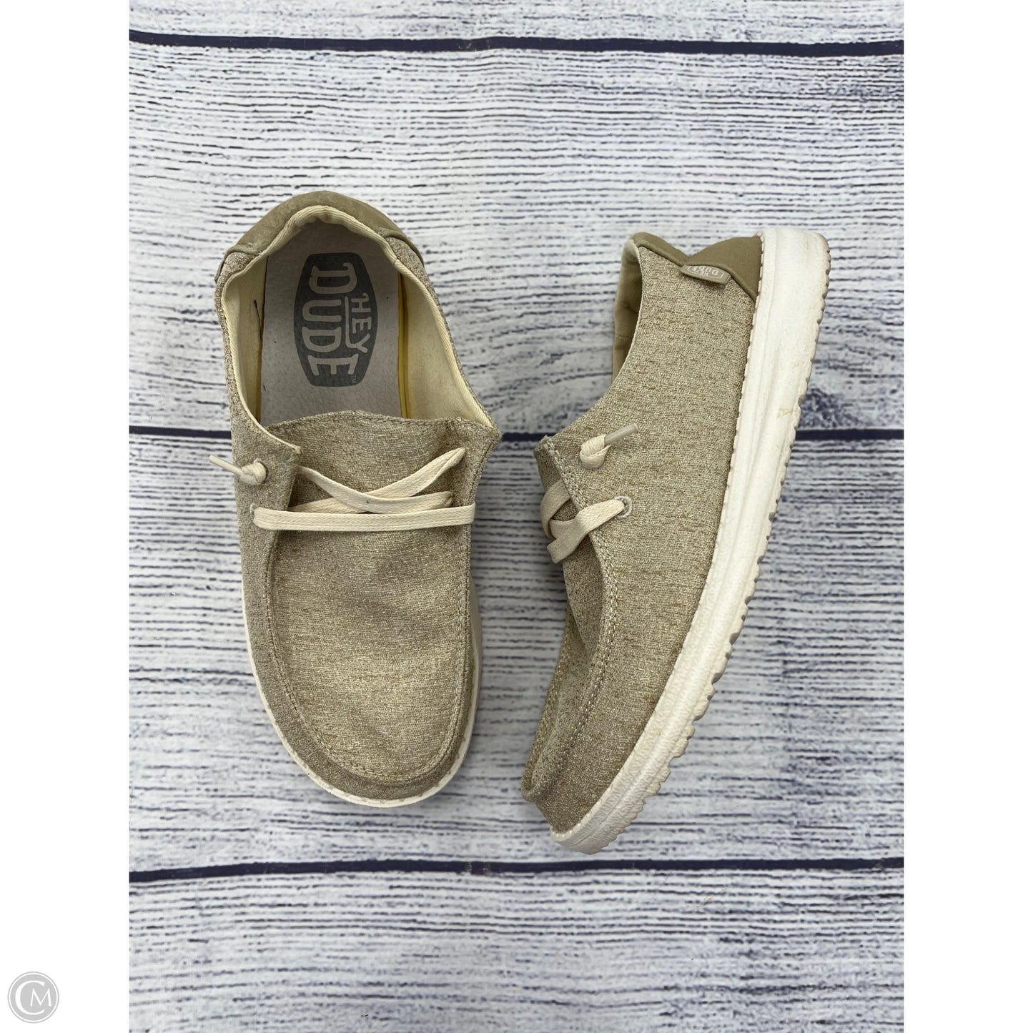 Shoes Sneakers By Hey Dude In Gold, Size: 7