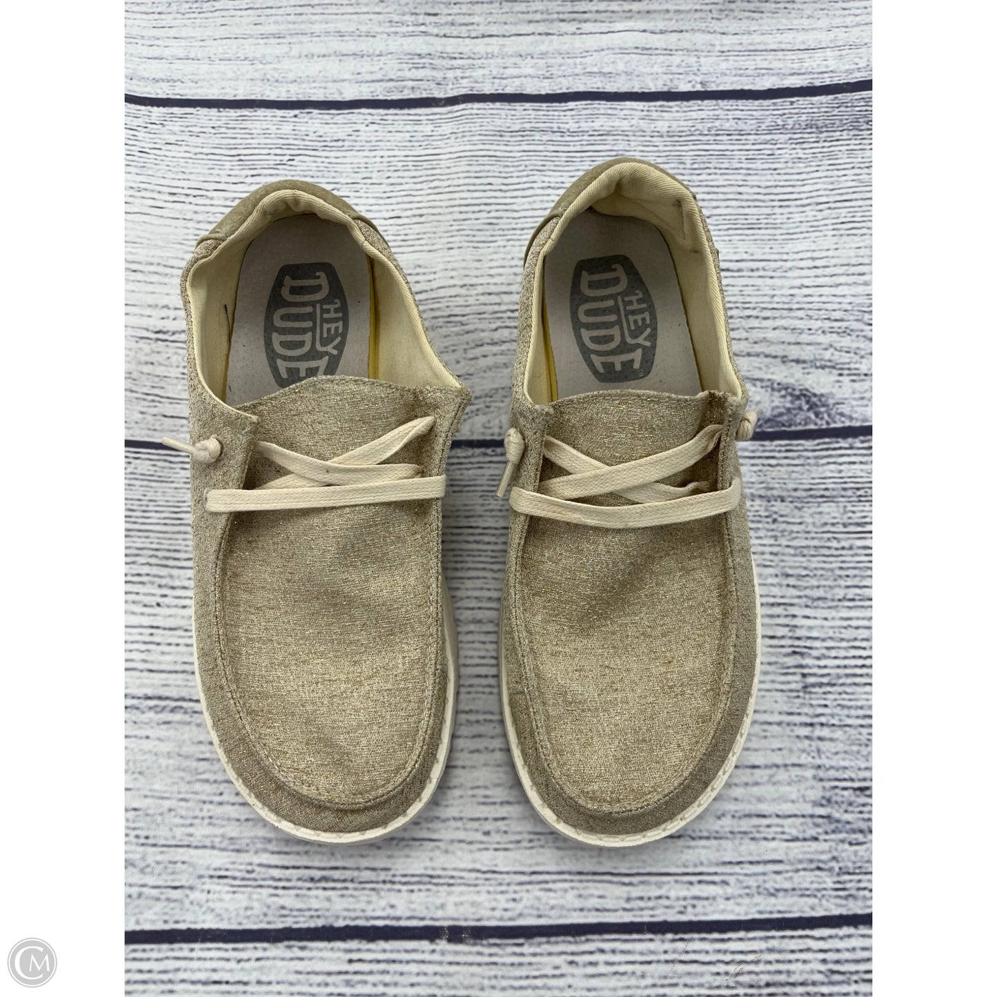 Shoes Sneakers By Hey Dude In Gold, Size: 7