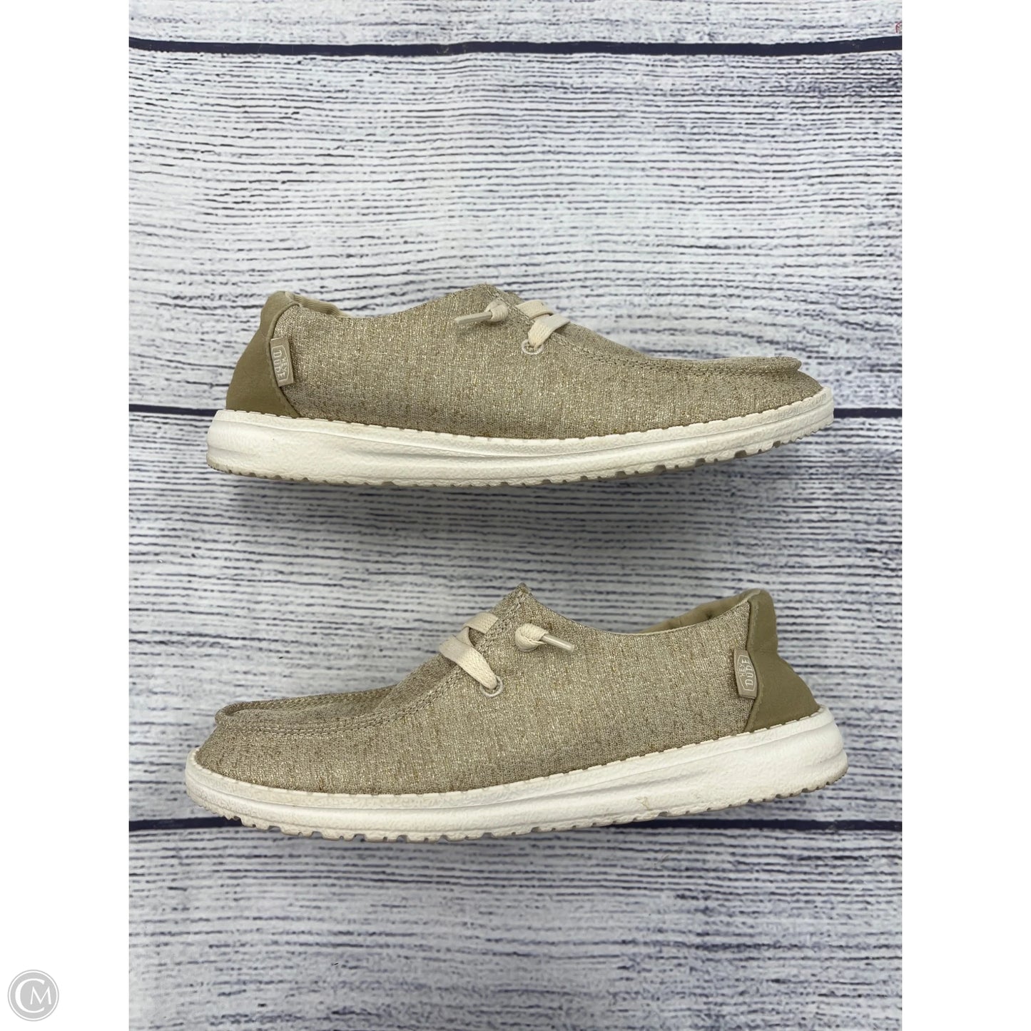 Shoes Sneakers By Hey Dude In Gold, Size: 7