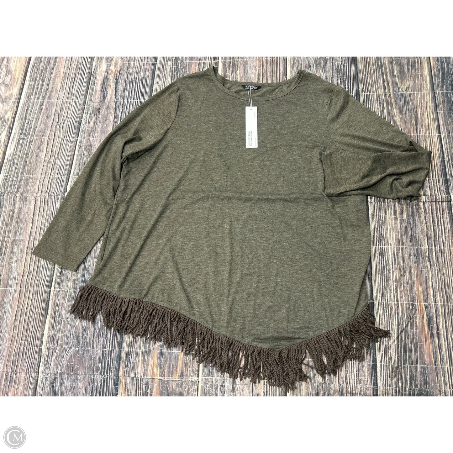 Top Long Sleeve Basic By Bloomchic In Brown, Size: 22