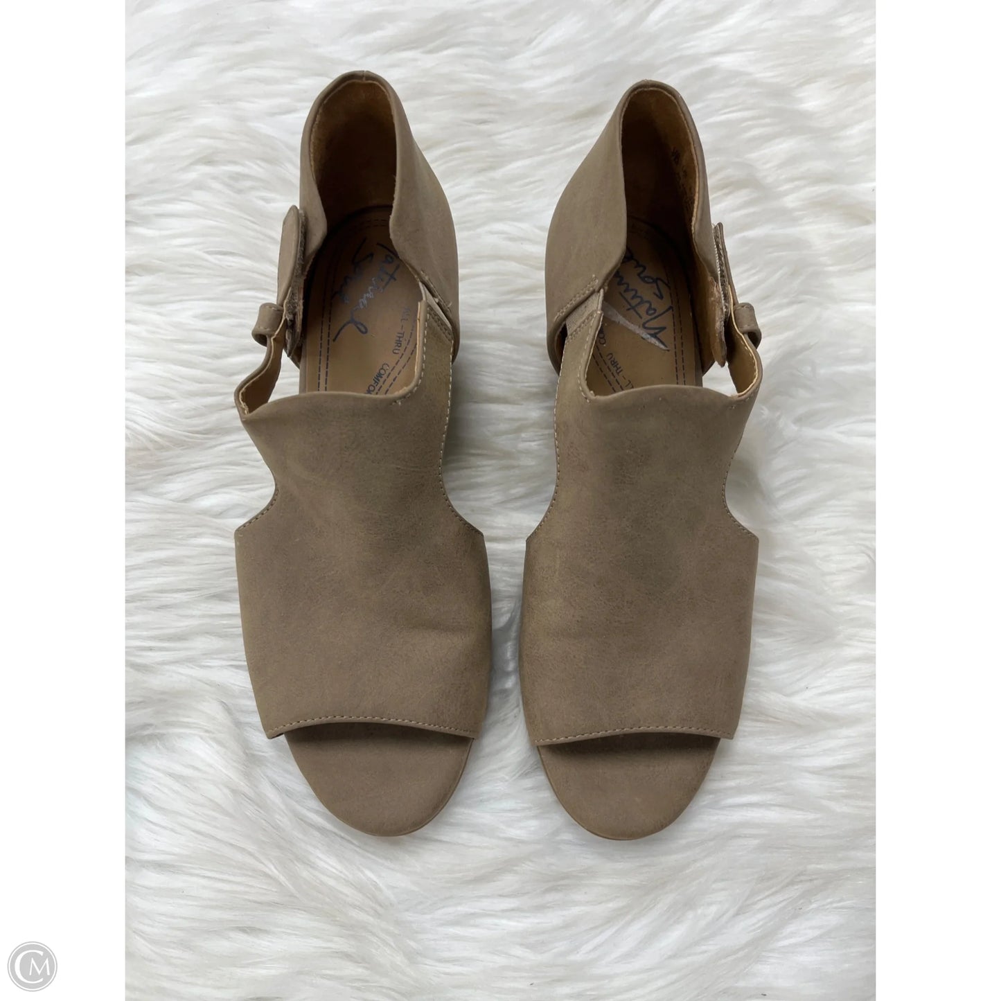 Sandals Heels Block By Natural Soul In Tan, Size: 7