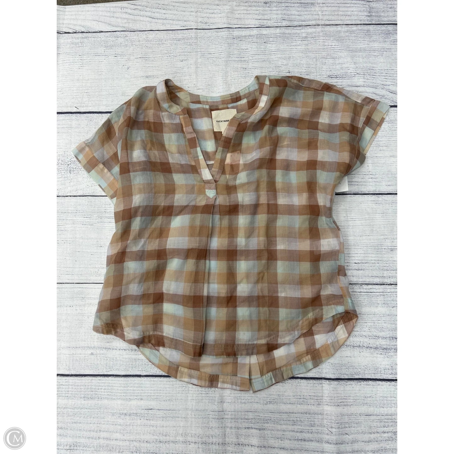 Top Short Sleeve By Lucky Brand In Brown, Size: S