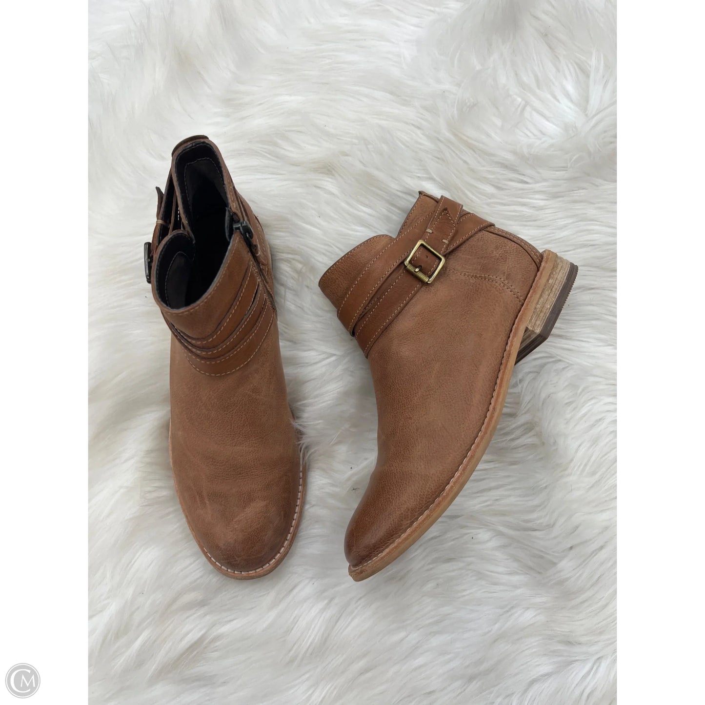 Boots Ankle Flats By Clarks In Brown, Size: 8