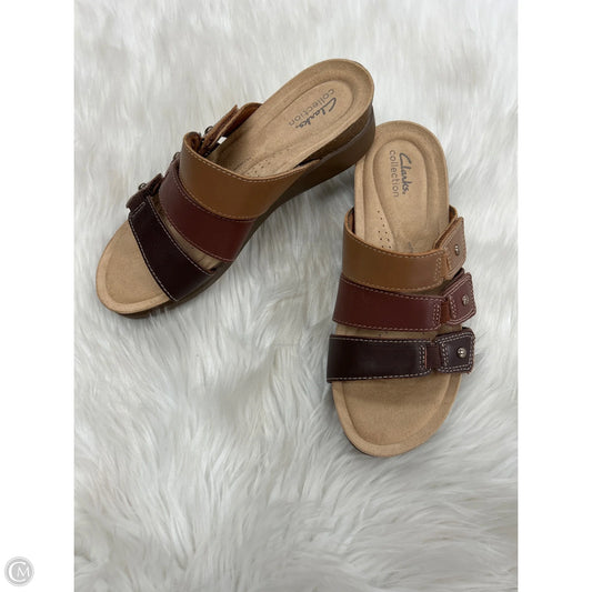 Sandals Heels Wedge By Clarks In Brown, Size: 9