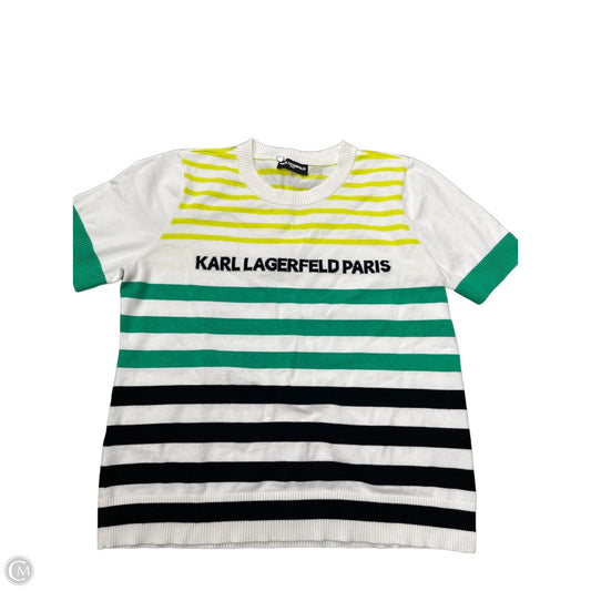 Top Short Sleeve Designer By Karl Lagerfeld In Green, Size: L