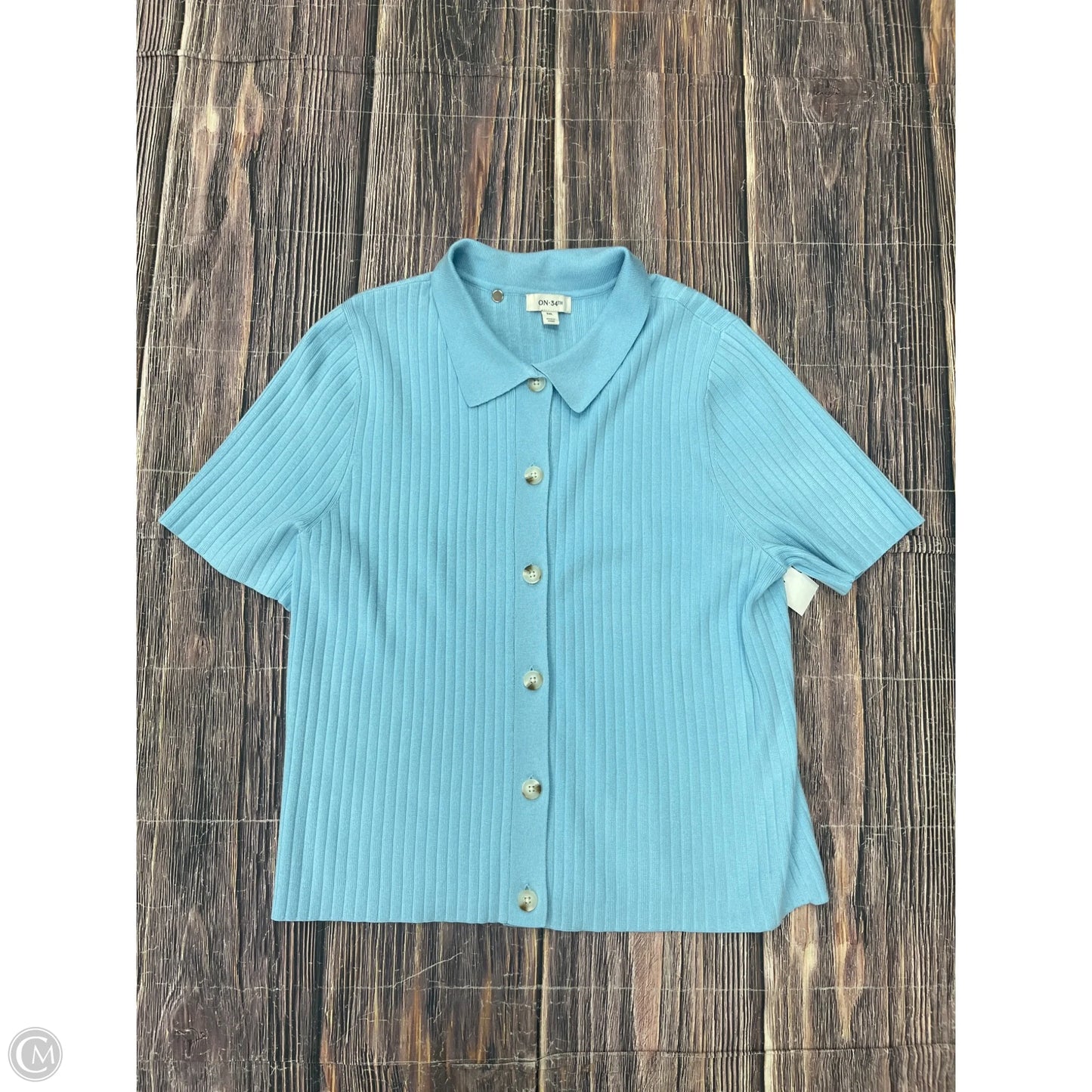 Sweater Short Sleeve By On 34th In Blue, Size: 1x