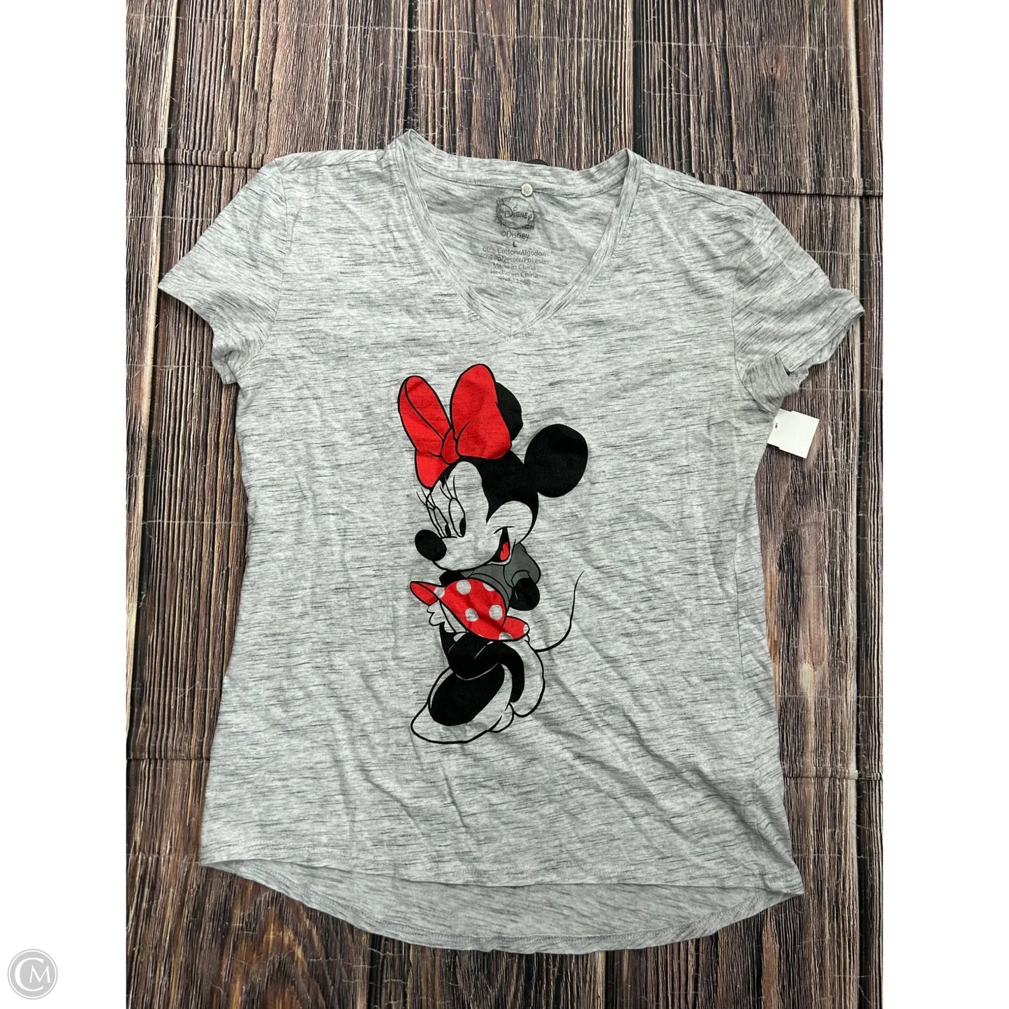 Top Short Sleeve By Disney In Grey, Size: L