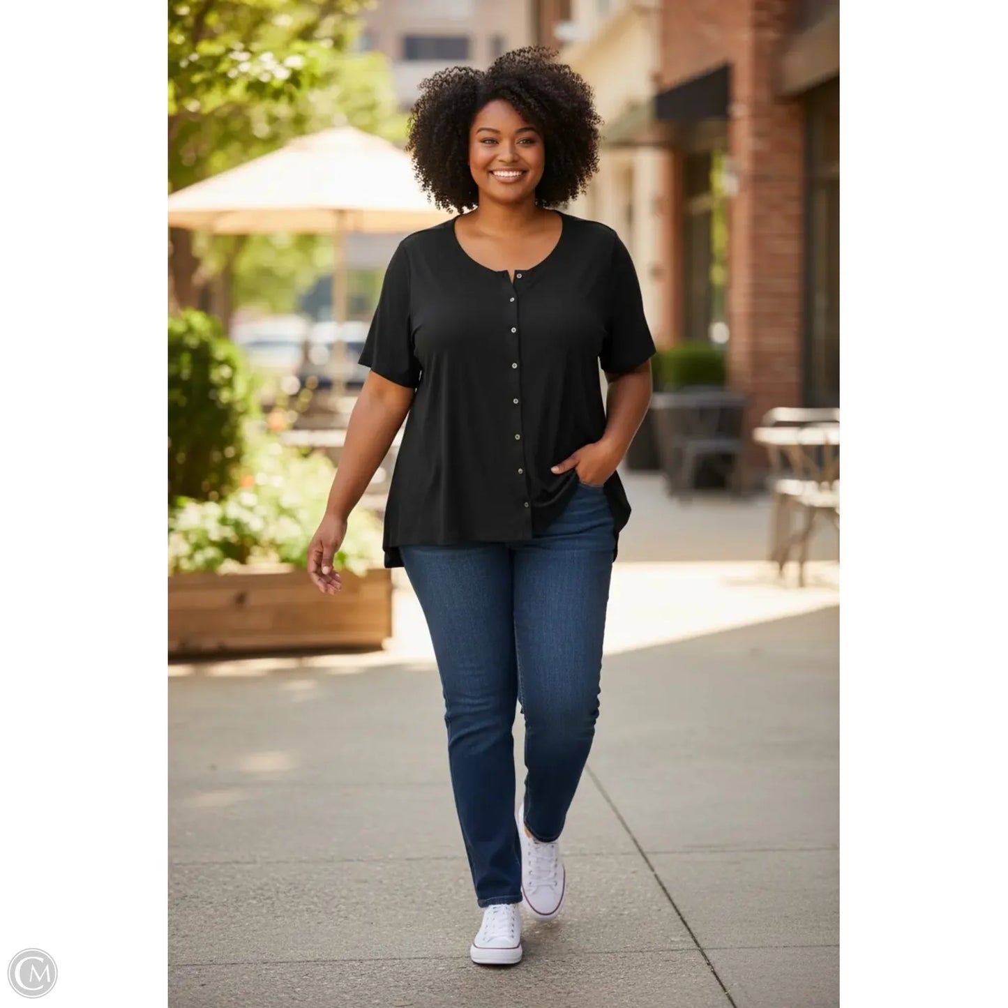 Top Short Sleeve By Cato In Black, Size: 2x