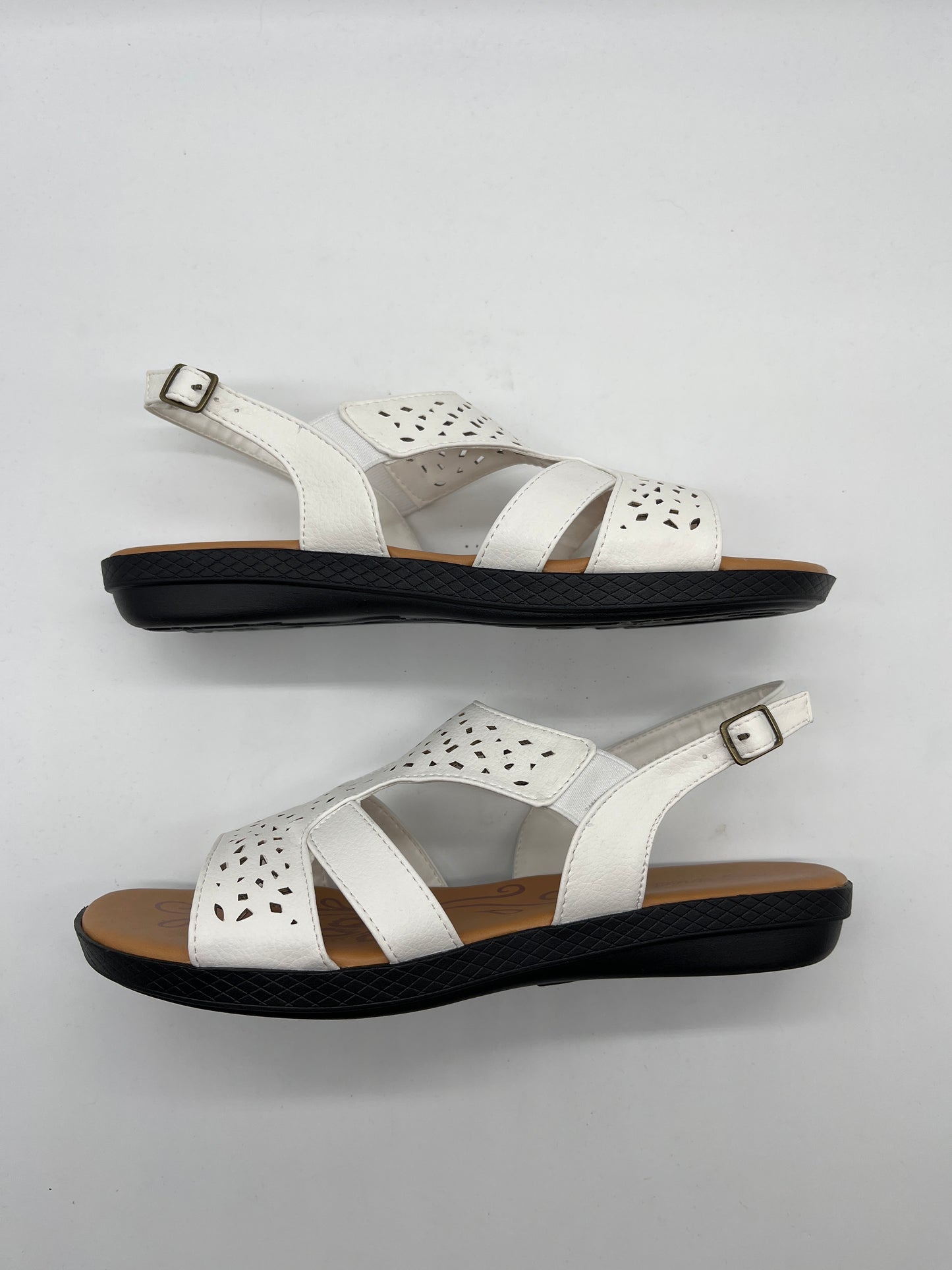 White Sandals Flats Easy Street, Size 10