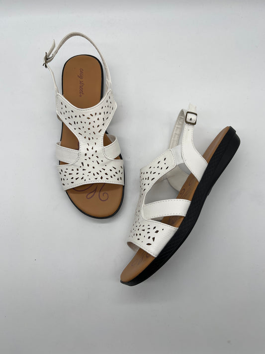 White Sandals Flats Easy Street, Size 10