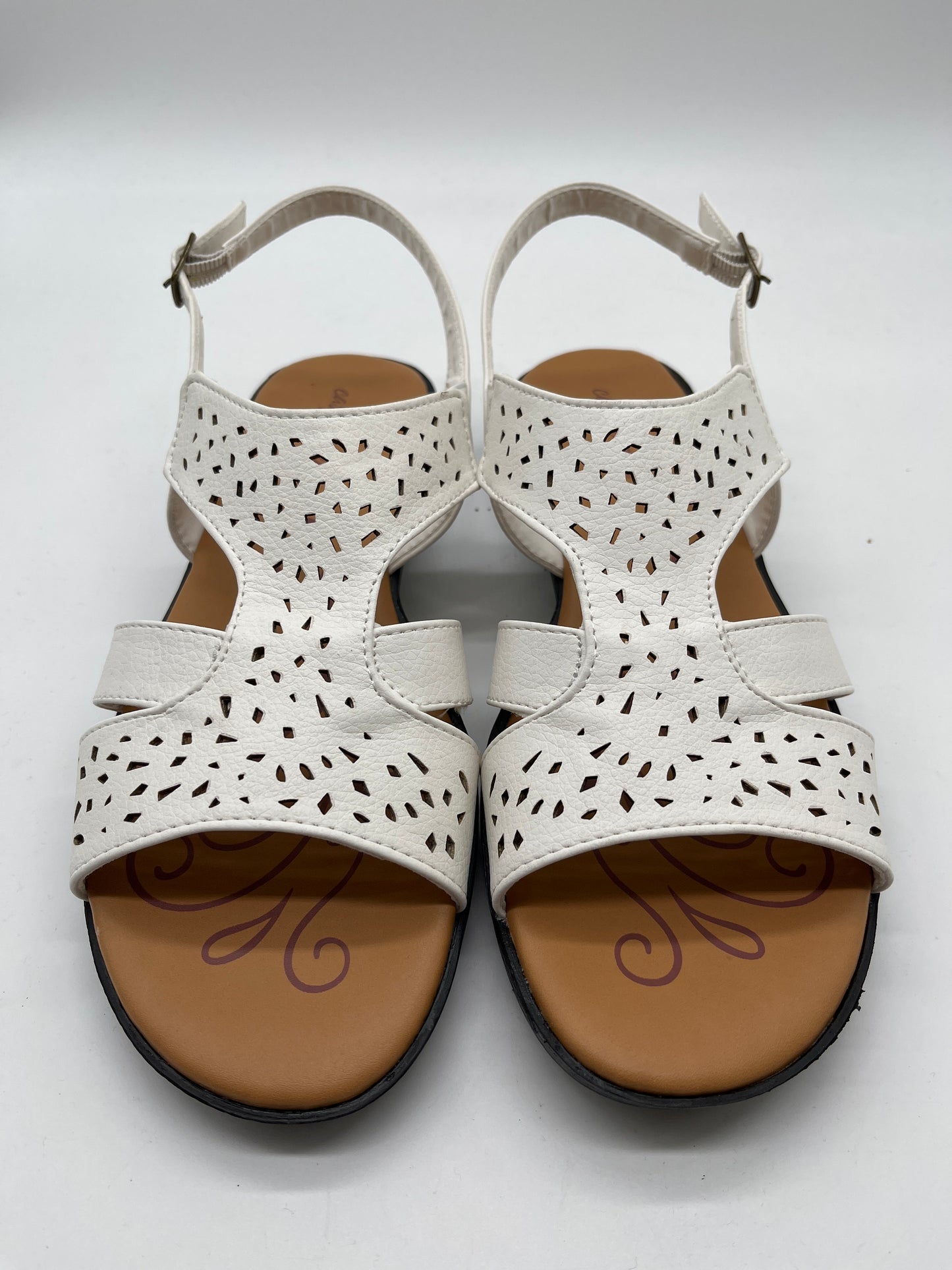 White Sandals Flats Easy Street, Size 10