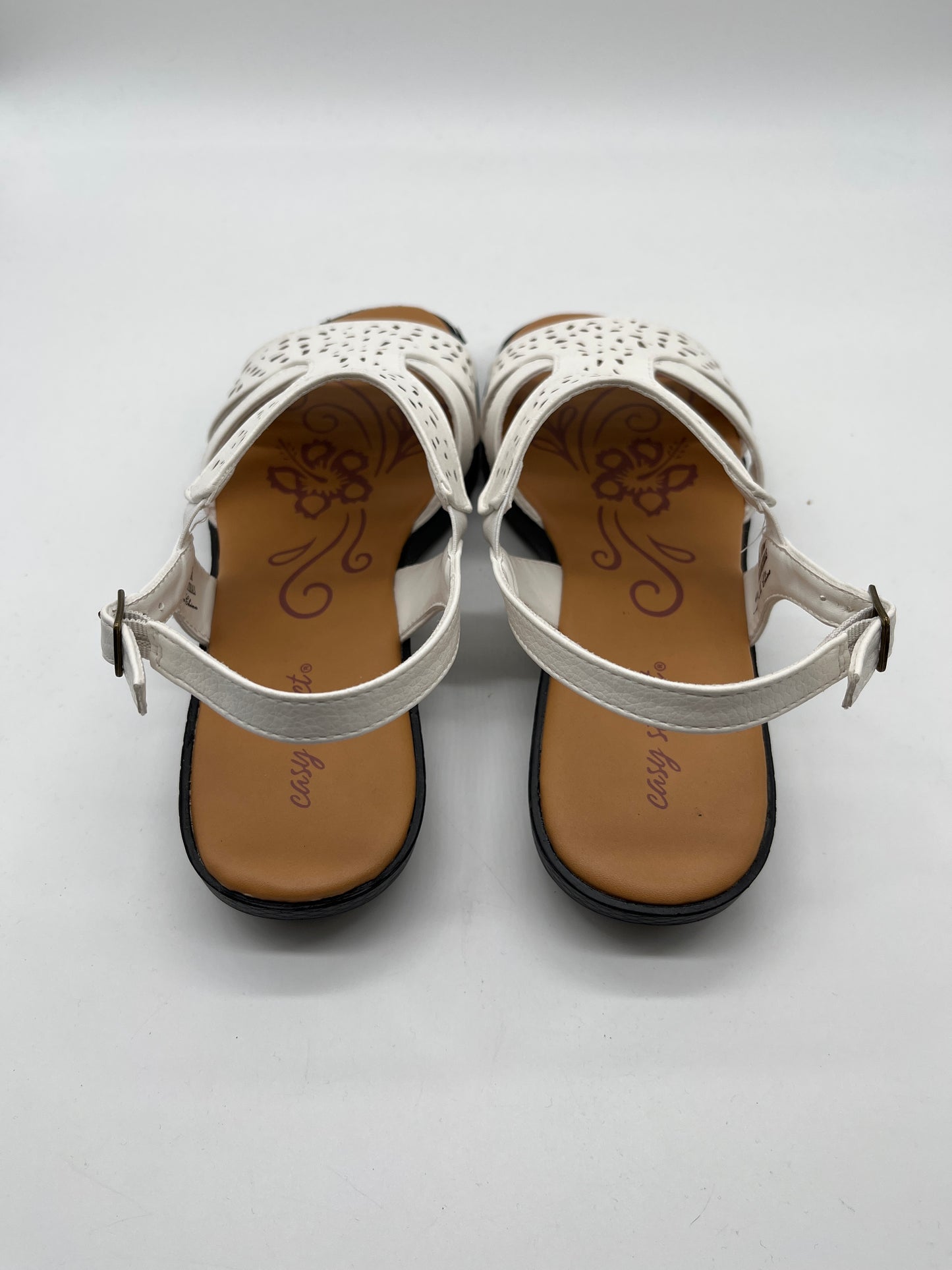 White Sandals Flats Easy Street, Size 10