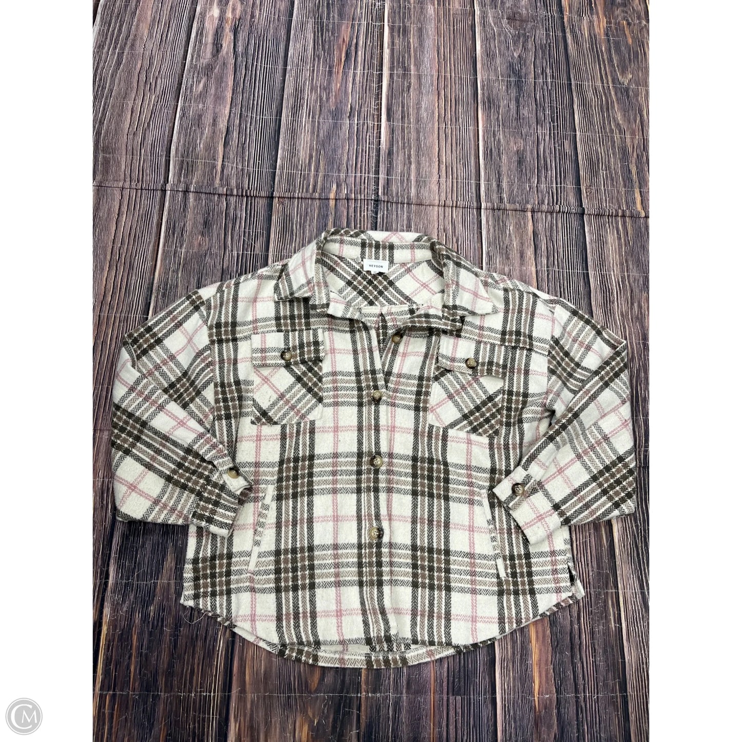 Jacket Shirt By Clothes Mentor In Tan, Size: M