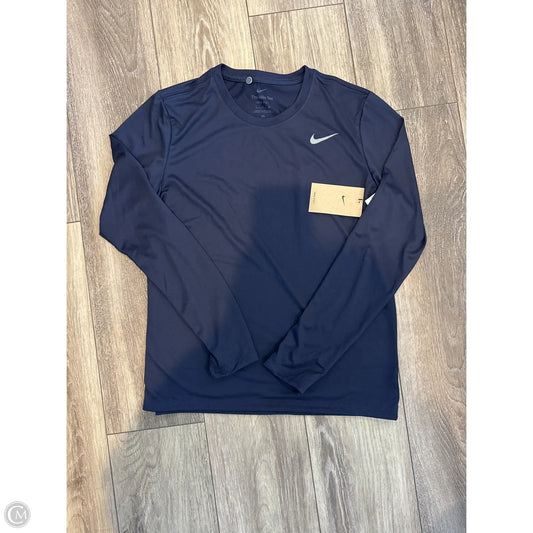 Athletic Top Long Sleeve Collar By Nike In Navy, Size: S