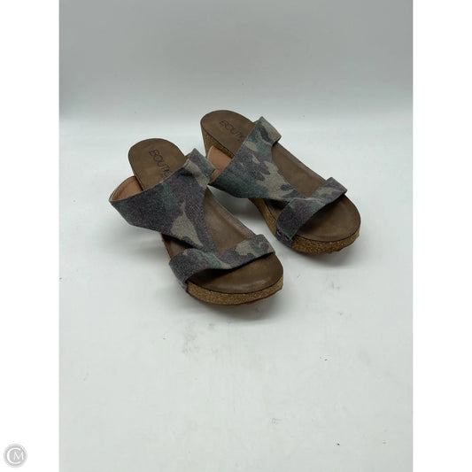 Sandals Heels Wedge By Corkys In Green, Size: 9