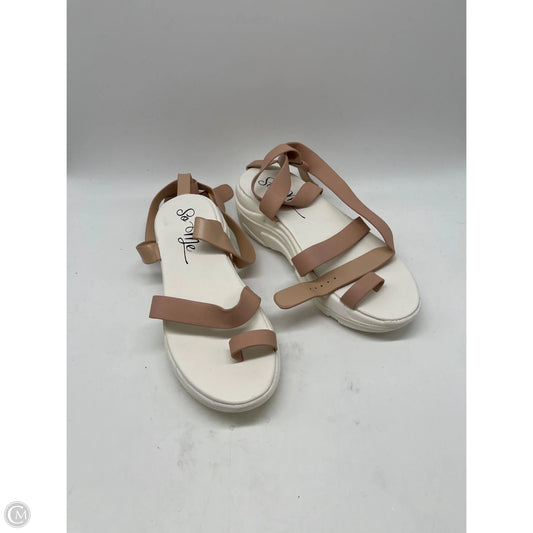 Sandals Heels Wedge By Clothes Mentor In Tan, Size: 9
