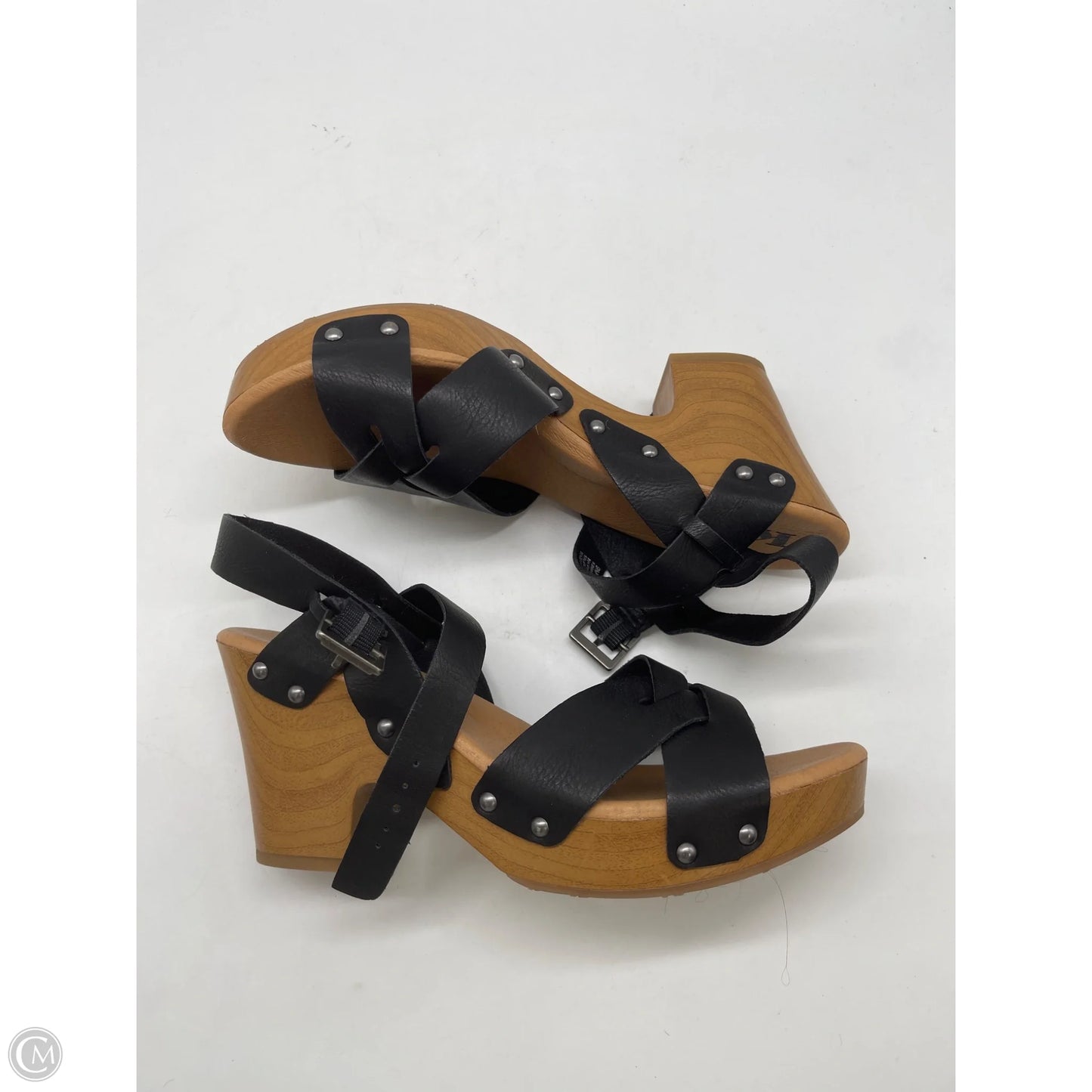 Sandals Heels Block By Korks In Black, Size: 9