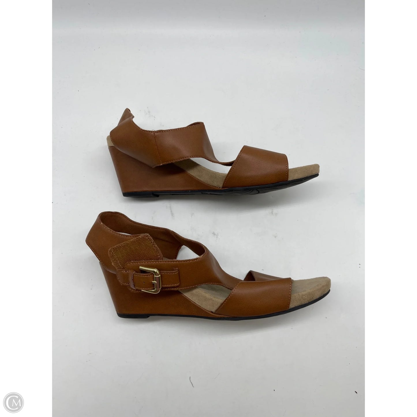 Shoes Heels Wedge By Predictions In Tan, Size: 8.5