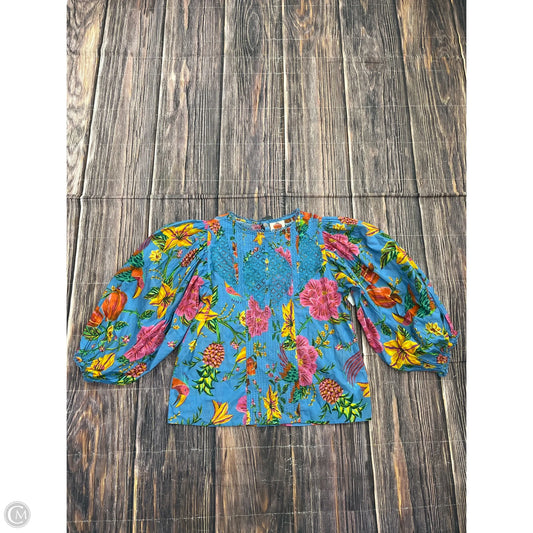 Top Long Sleeve By Farm Rio In Blue, Size: S
